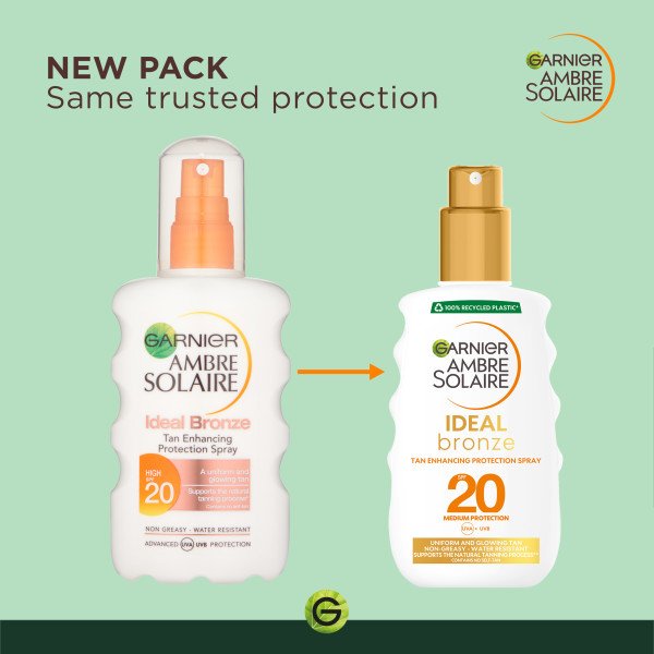 Ambre Solaire Ideal Bronze Protective Spray SPF20 BEFORE AND AFTER
